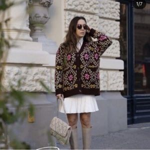 NWT ZARA Jacquard Cardigan Size S